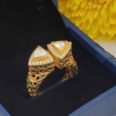 Royal Gold Dual Polki Stone Statement Ring in 925 Sterling Silver